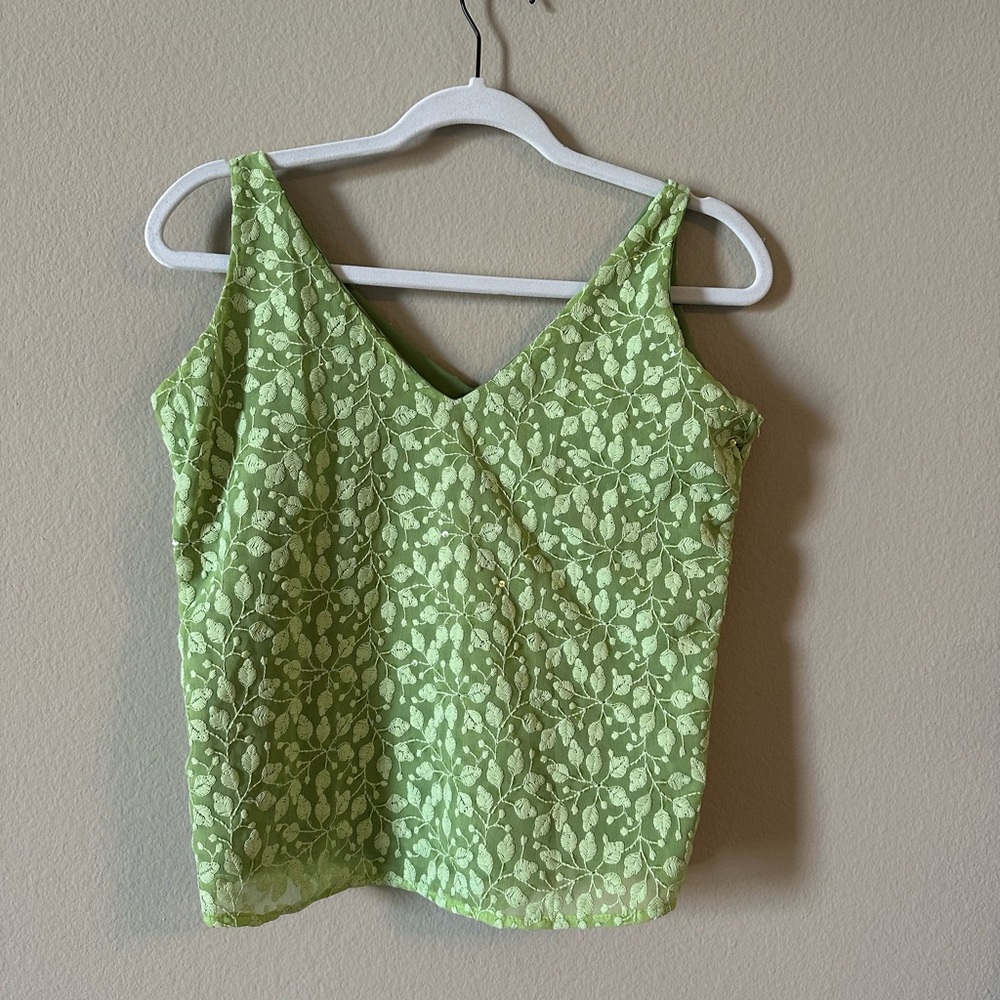 Green Floral Lace Women's Top